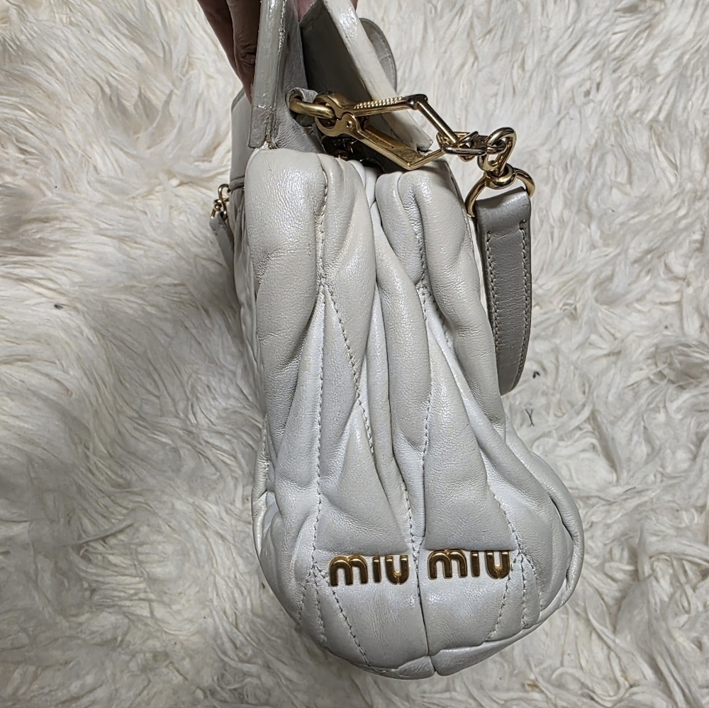 Miu Miu Cream Leather Crossbody Bag